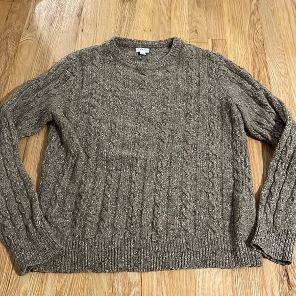 J. Crew Eco Donegal Wool Blend Cable Knit Sweater for Men Sz L - Picture 1 of 8